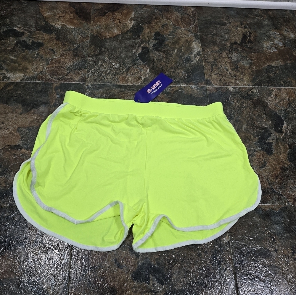 New AQ sport neon yellow shorts women's size XL